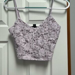 Forever 21 Lavender Floral Lace Button-Front Cami